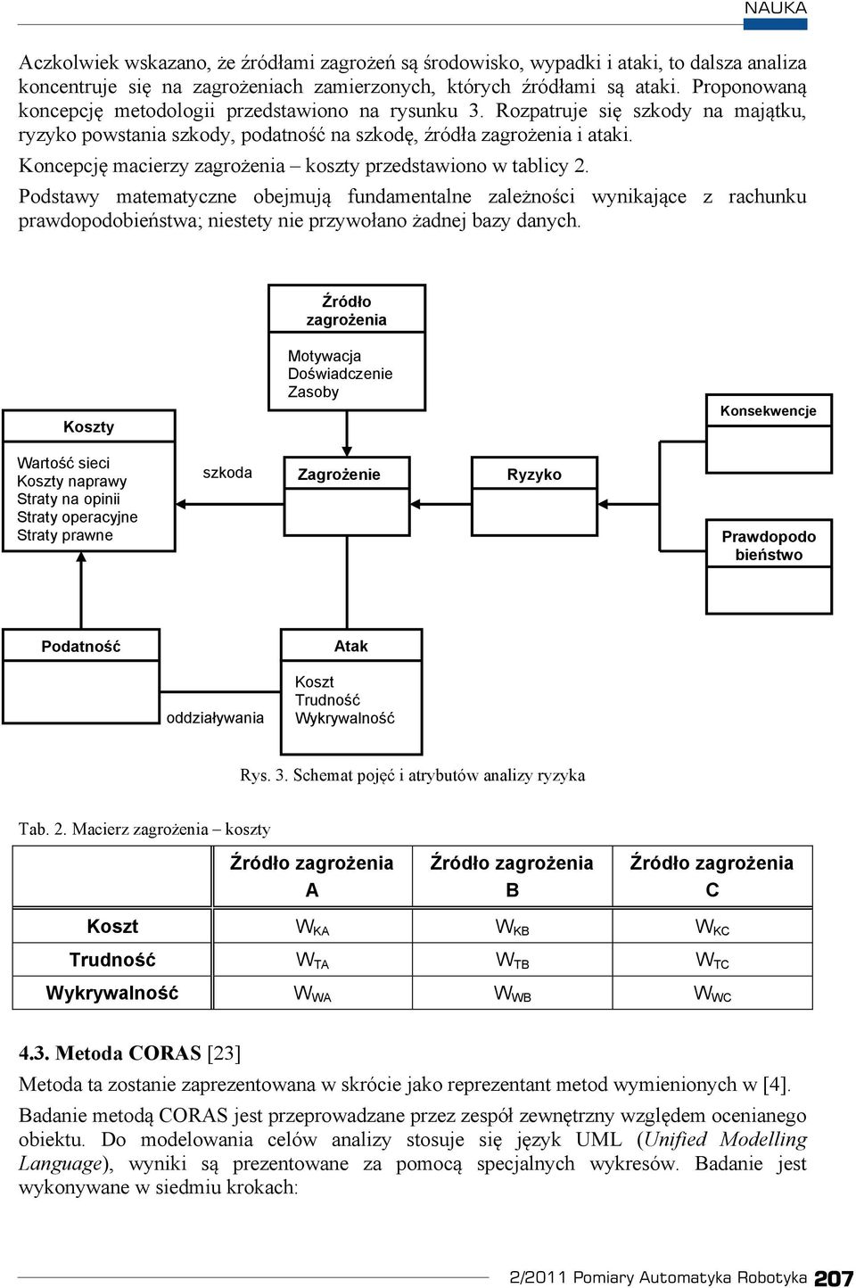 Koncepcj macierzy zagroenia koszty przedstawiono w tablicy 2. Podstawy matematyczne obejmuj fundamentalne zalenoci wynikajce z rachunku prawdopodobiestwa; niestety nie przywoano adnej bazy danych.