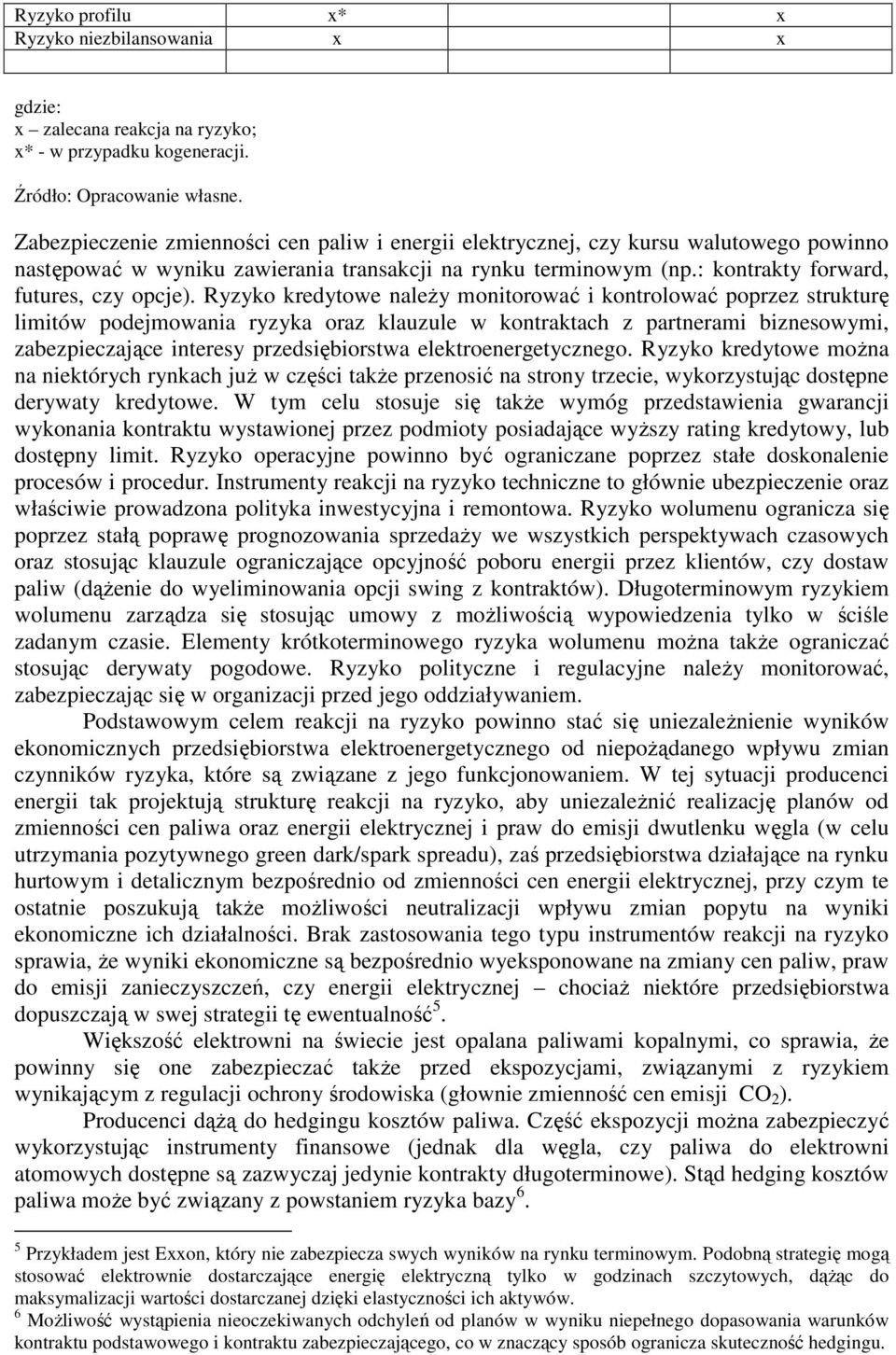 Ryzyko kredytowe naleŝy monitorować i kontrolować poprzez strukturę limitów podejmowania ryzyka oraz klauzule w kontraktach z partnerami biznesowymi, zabezpieczające interesy przedsiębiorstwa