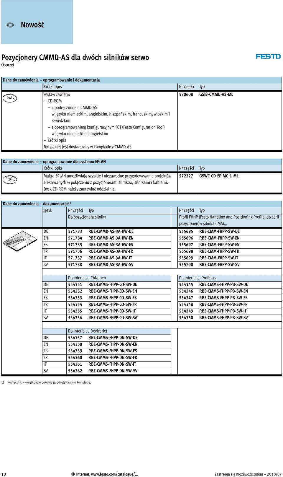 zamówienia oprogramowanie dla systemu EPLAN Krótki opis Nrczęści Typ Makra EPLAN umożliwiają szybkie i niezawodne przygotowywanie projektów elektrycznych w połączeniu z pozycjonerami silników,