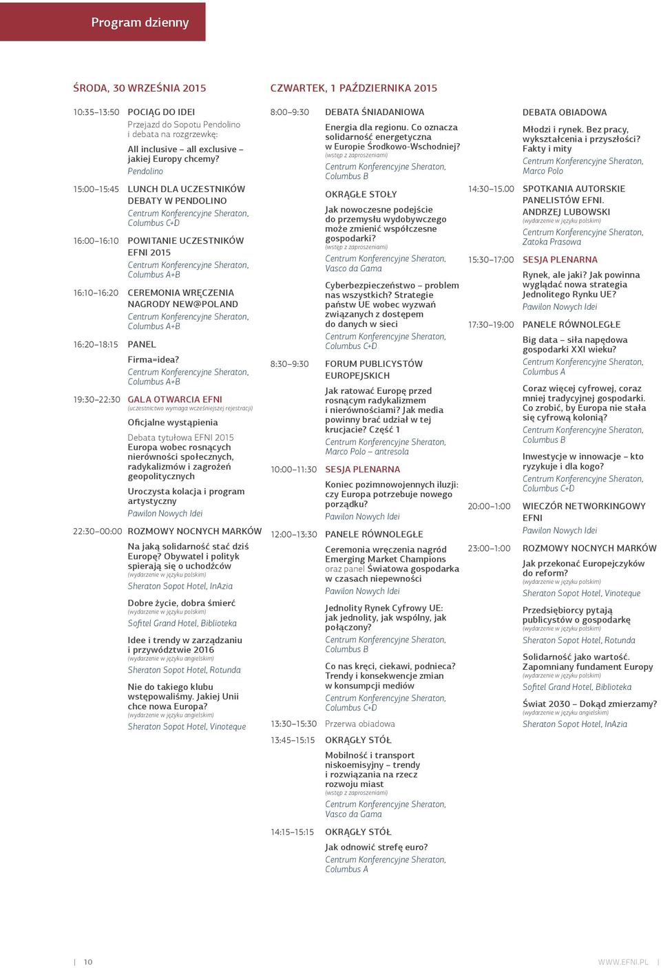 16:10 16:20 CEREMONIA WRĘCZENIA NAGRODY NEW@POLAND Centrum Konferencyjne Sheraton, Columbus A+B 16:20 18:15 PANEL Firma=idea?