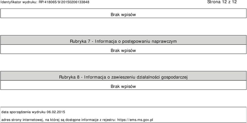 data sporządzenia wydruku 06.02.