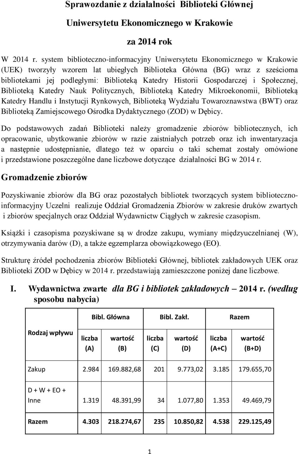 Historii Gospodarczej i Społecznej, Biblioteką Katedry Nauk Politycznych, Biblioteką Katedry Mikroekonomii, Biblioteką Katedry Handlu i Instytucji Rynkowych, Biblioteką Wydziału Towaroznawstwa (BWT)