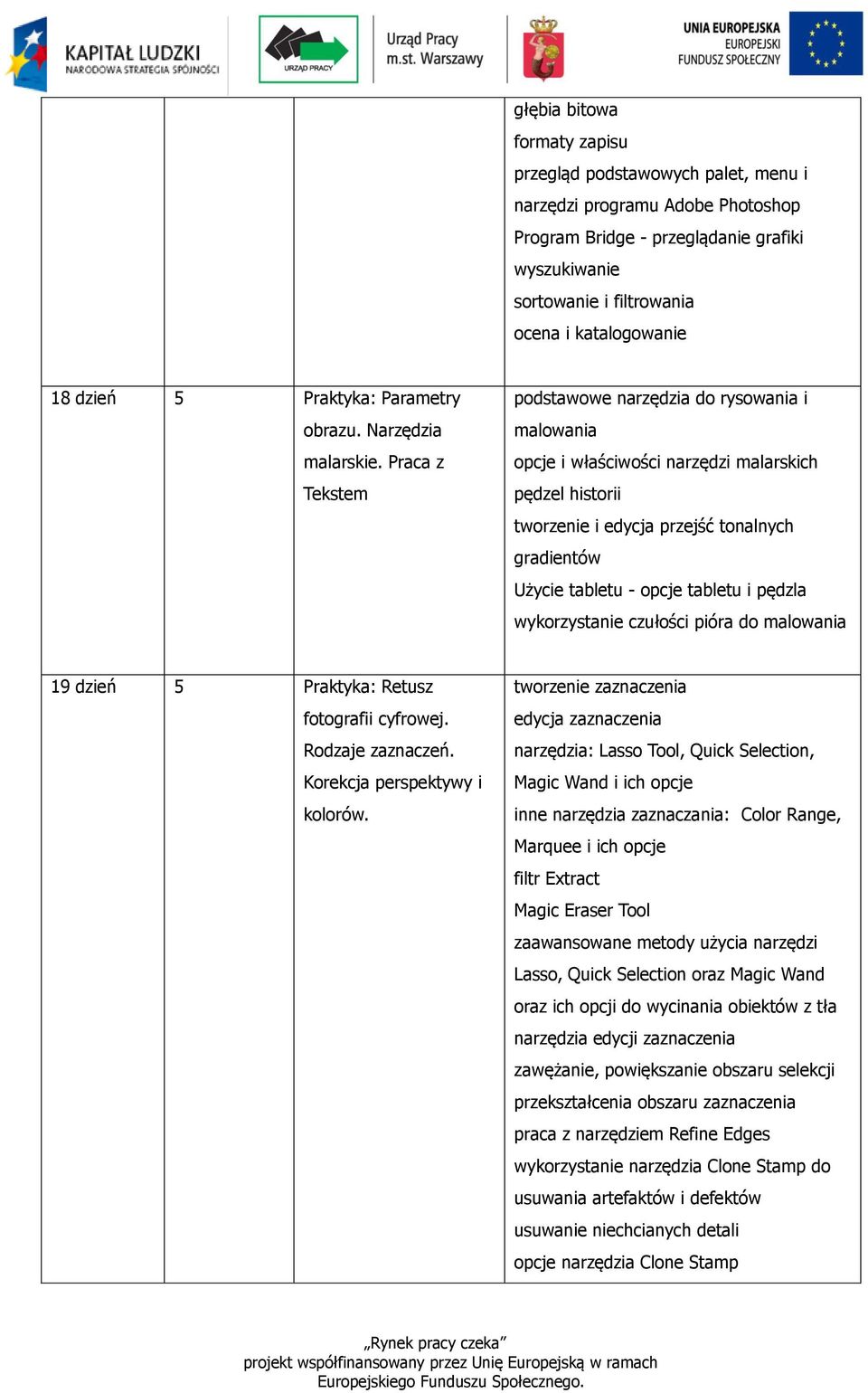 Praca z Tekstem podstawowe narzędzia do rysowania i malowania opcje i właściwości narzędzi malarskich pędzel historii tworzenie i edycja przejść tonalnych gradientów Użycie tabletu - opcje tabletu i