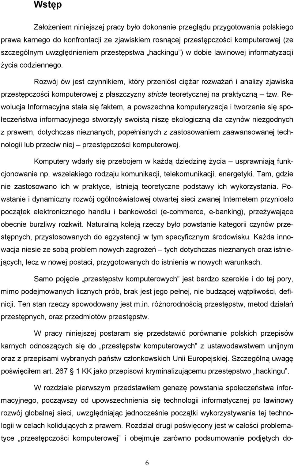 Rozwój ów jest czynnikiem, który przeniósł ciężar rozważań i analizy zjawiska przestępczości komputerowej z płaszczyzny stricte teoretycznej na praktyczną tzw.