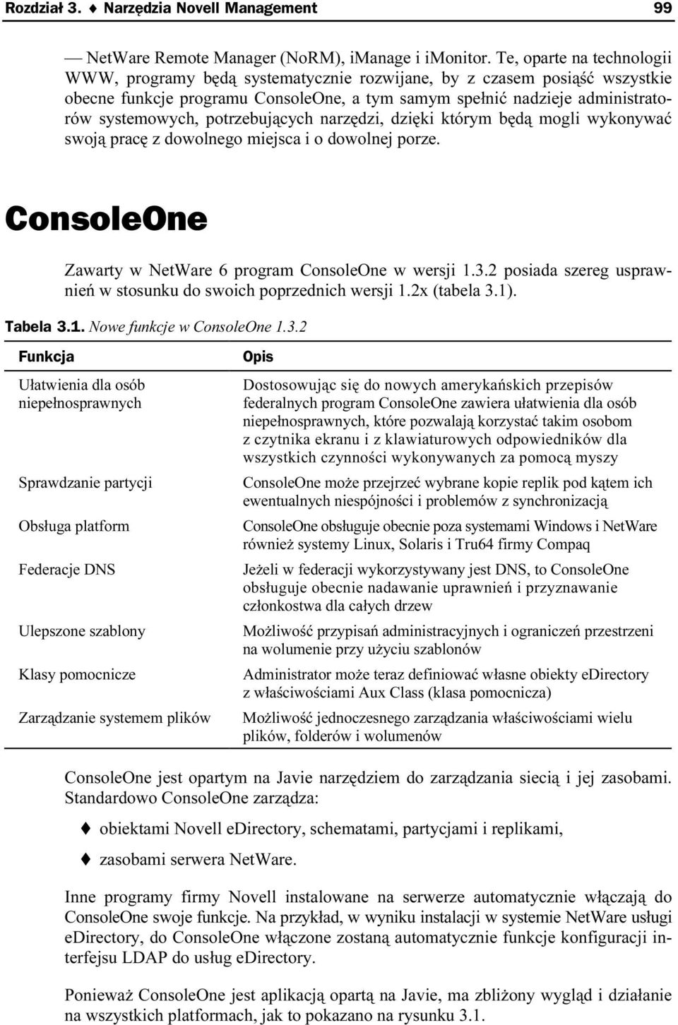 potrzebujących narzędzi, dzięki którym będą mogli wykonywać swoją pracę z dowolnego miejsca i o dowolnej porze. ConsoleOne Zawarty w NetWare 6 program ConsoleOne w wersji 1.3.