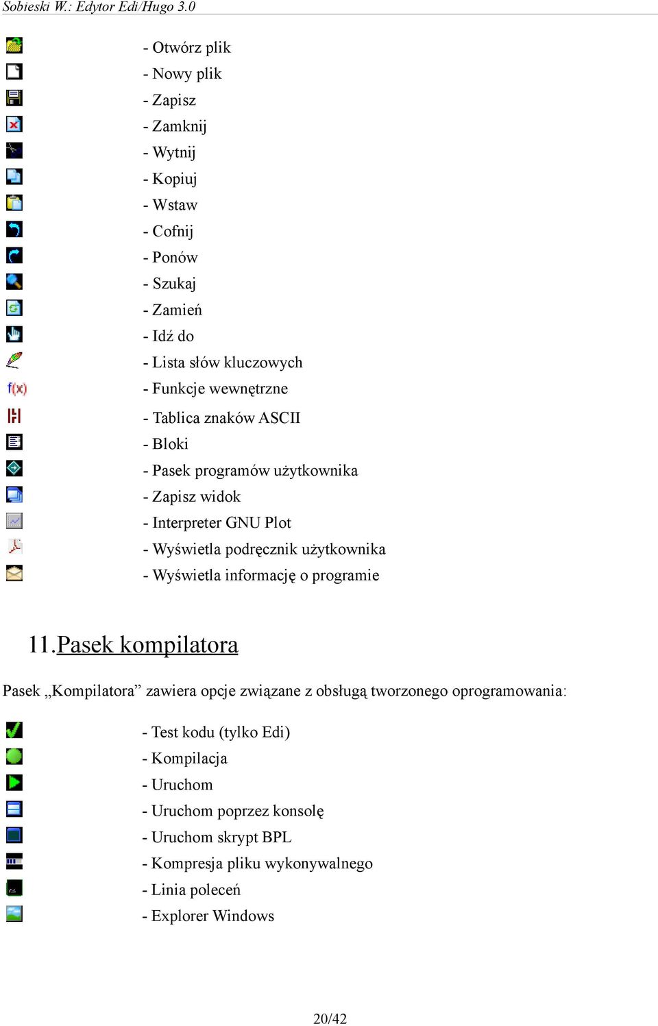 Wyświetla informację o programie 11.