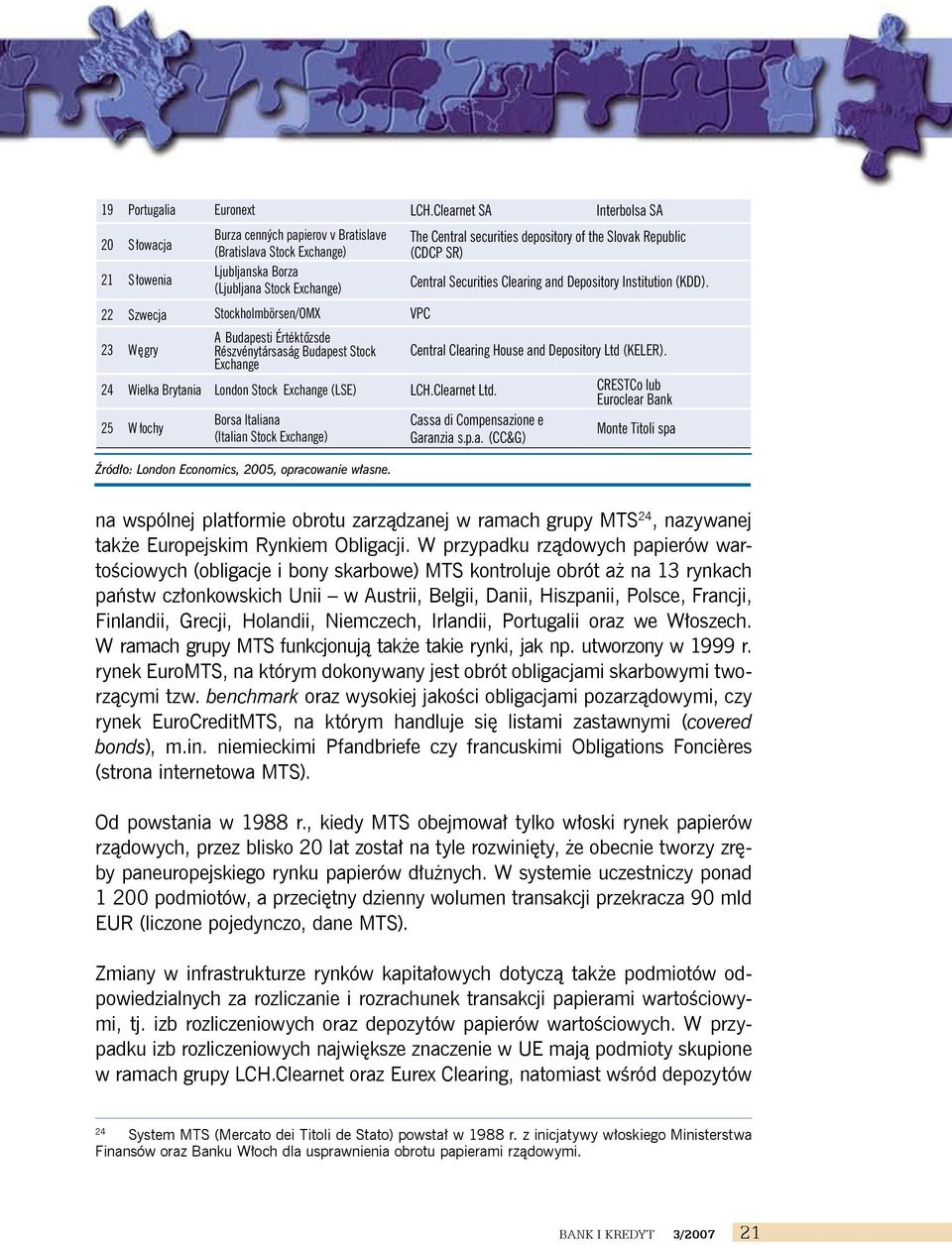 rządow ych) Clearstream Banking AG oraz Clearstream Banking AG Eurex Clearing AG (dla akcji notowanych w systemie Xetra oraz obligacji notowanych na Eurex Bonds GmbH) Krajowy Depozyt Papierów