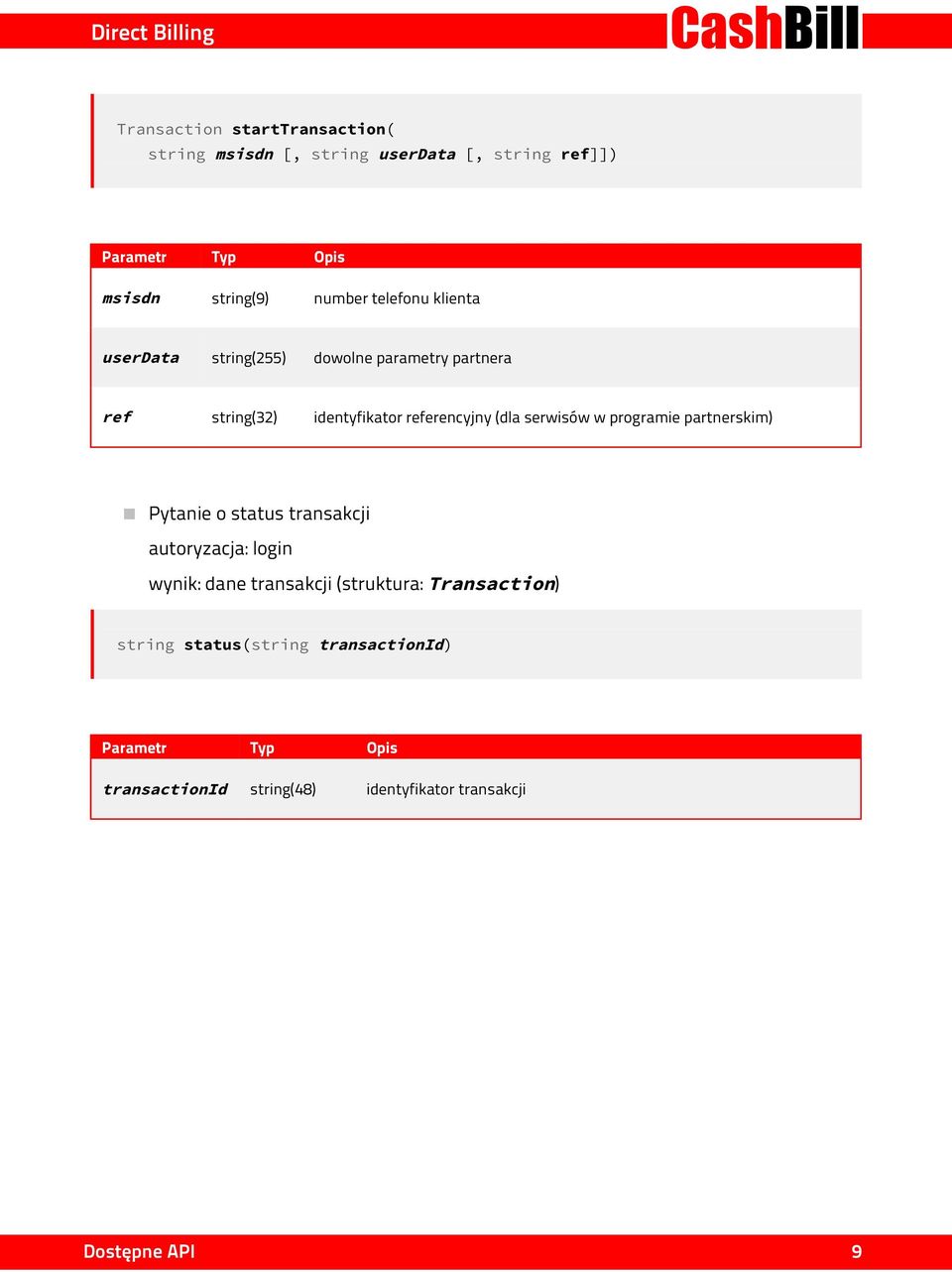 serwisów w programie partnerskim) Pytanie o status transakcji autoryzacja: login wynik: dane transakcji (struktura: