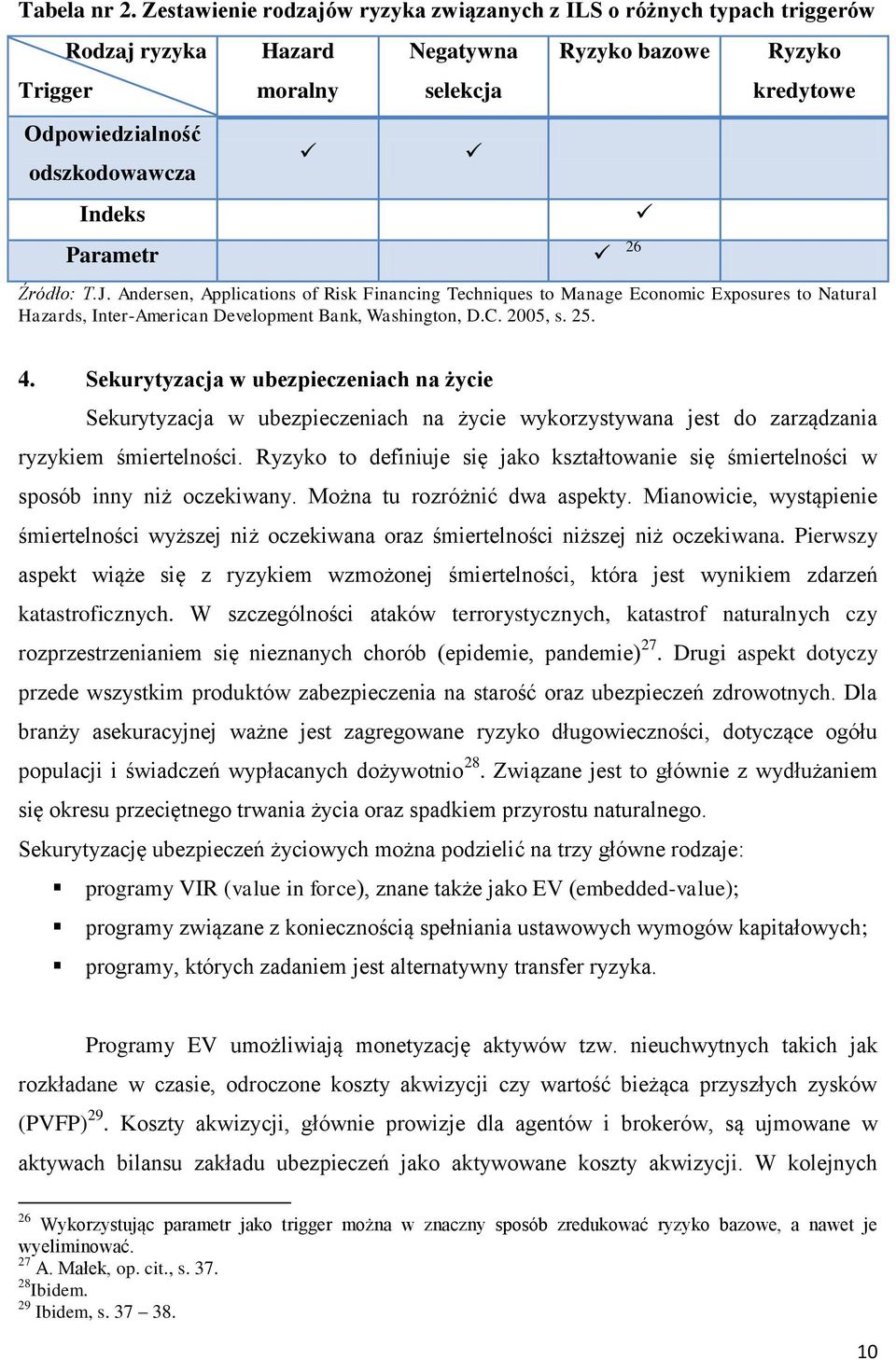 kredytowe Źródło: T.J. Andersen, Applications of Risk Financing Techniques to Manage Economic Exposures to Natural Hazards, Inter-American Development Bank, Washington, D.C. 2005, s. 25. 4.