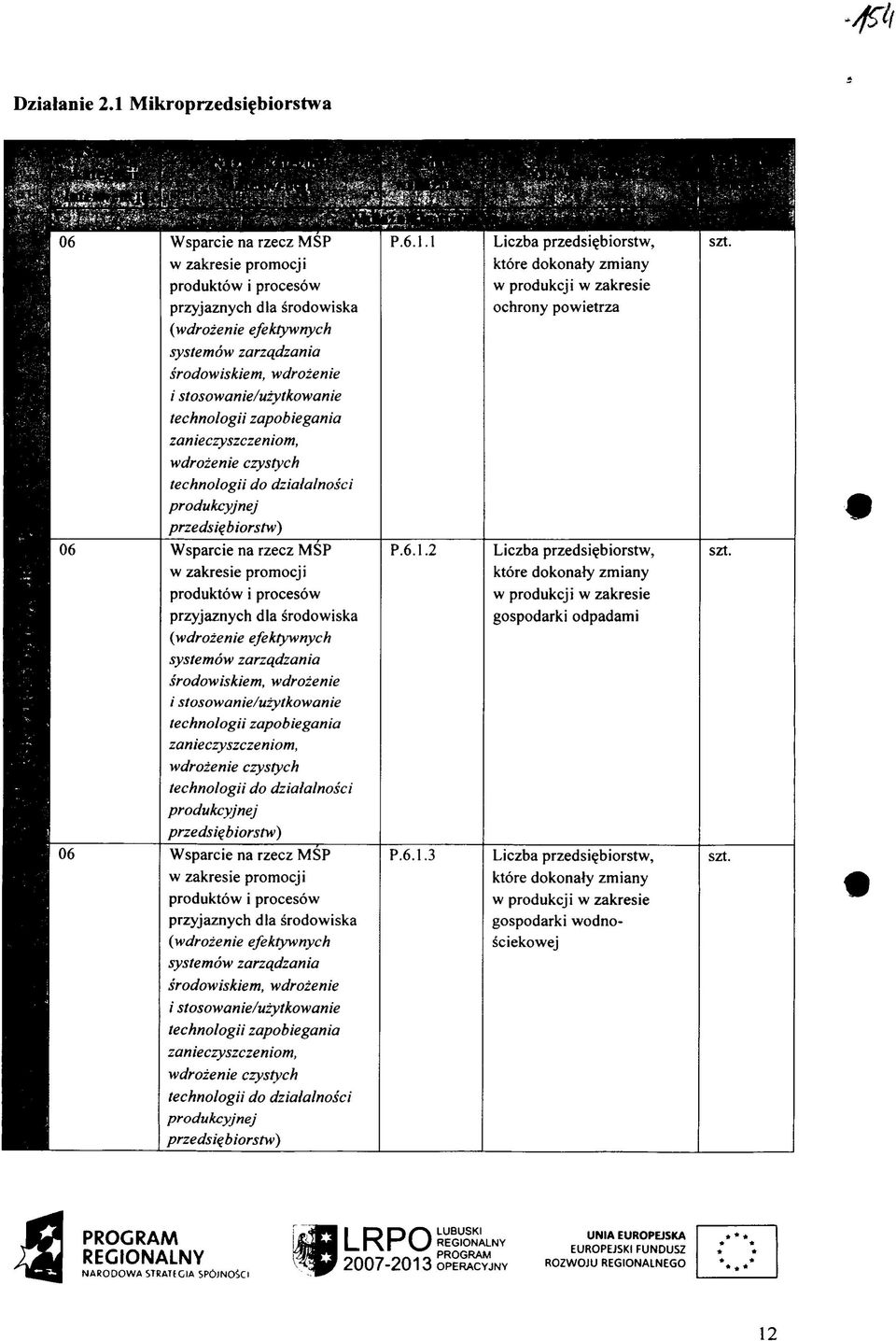 stosowanie/uzytkowanie technologii zapobiegania zanieczyszczeniom, wdrozenie czystych technologii do dzialalnosci produkcyjnej przedsiqbiorstw) Wsparcie na rzecz MSP w zakresie promocji produktow i