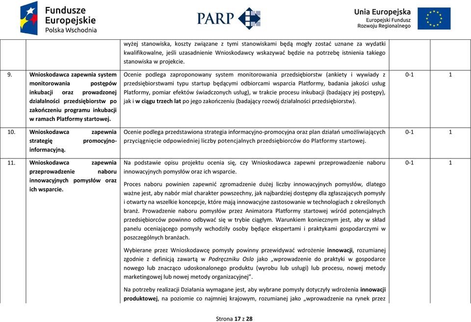 wyżej stanowiska, koszty związane z tymi stanowiskami będą mogły zostać uznane za wydatki kwalifikowalne, jeśli uzasadnienie Wnioskodawcy wskazywać będzie na potrzebę istnienia takiego stanowiska w