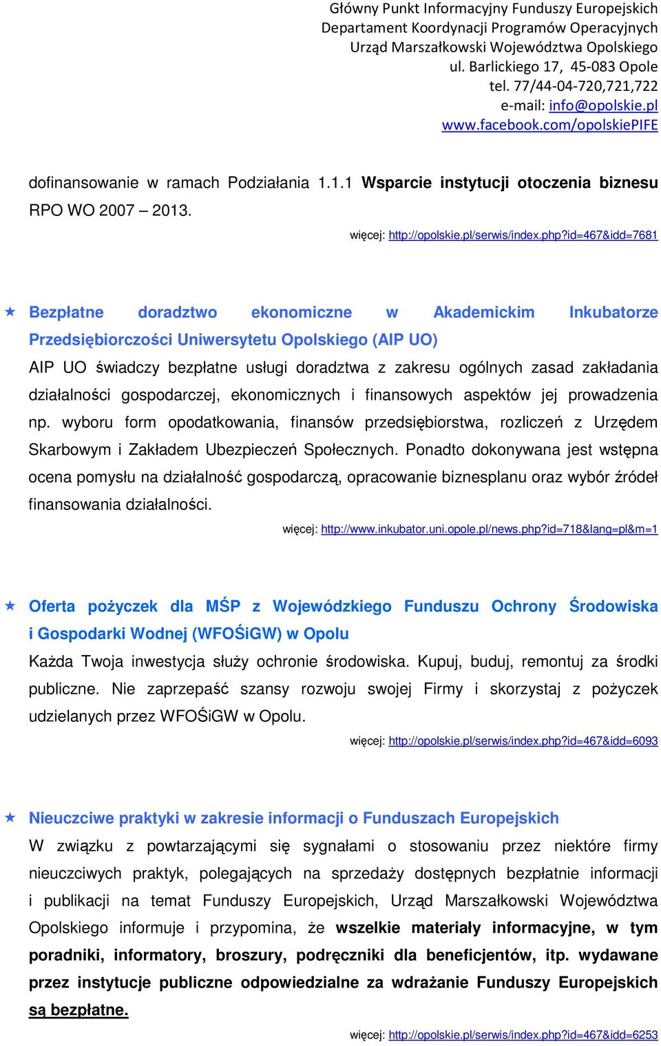 zakładania działalności gospodarczej, ekonomicznych i finansowych aspektów jej prowadzenia np.