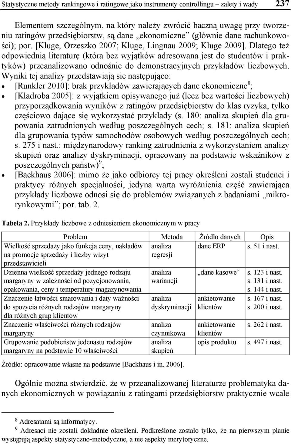 Dlatego też odpowiednią literaturę (która bez wyjątków adresowana jest do studentów i praktyków) przeanalizowano odnośnie do demonstracyjnych przykładów liczbowych.