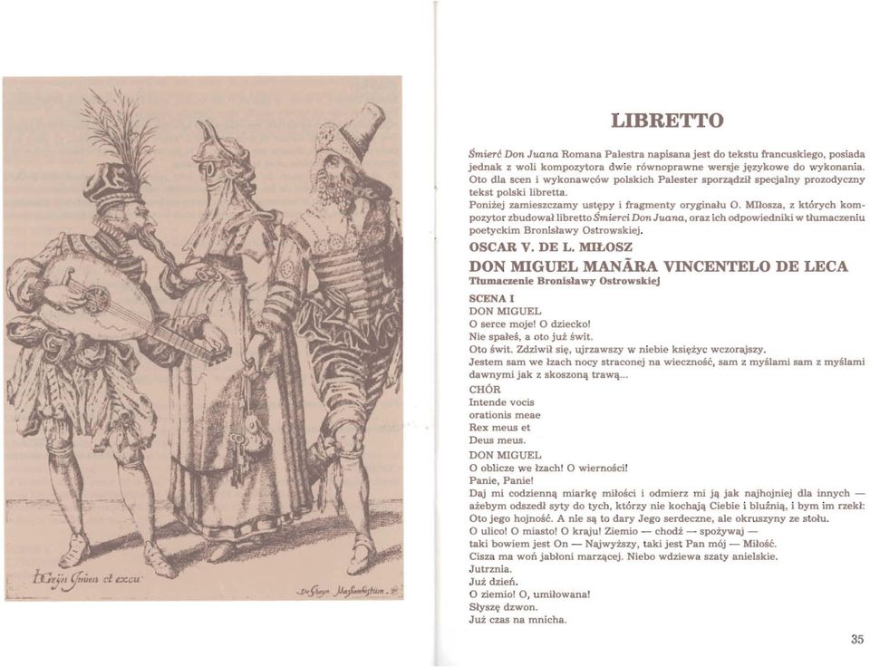 Milosza, z których kompozytor zbudował libretto ŚmieTci Don Juana, oraz ich odpowiedniki w tłumaczeniu poetyckim Bronisławy Ostrowskiej. OSCAR V. DE L.