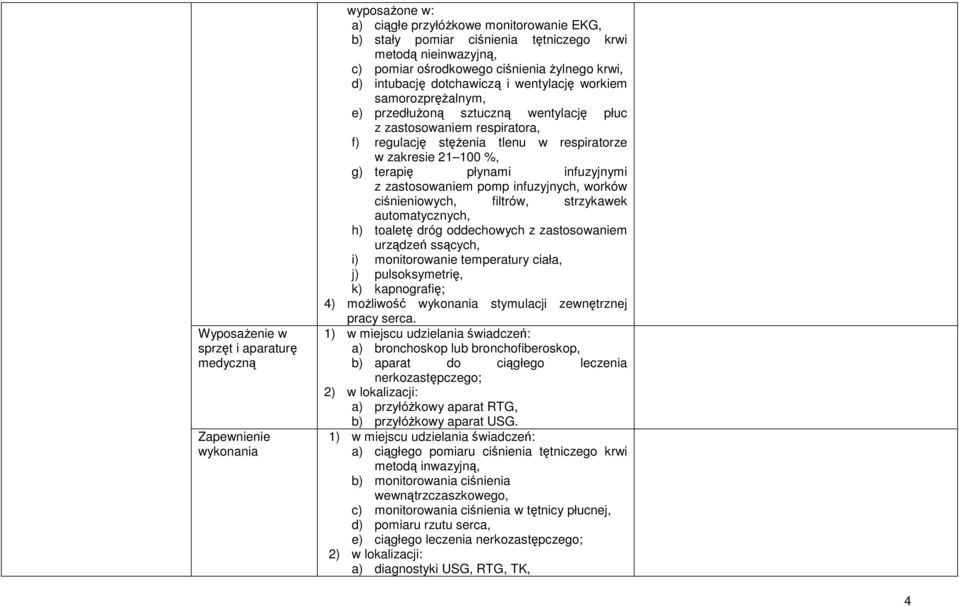 respiratorze w zakresie 21 100 %, g) terapię płynami infuzyjnymi z zastosowaniem pomp infuzyjnych, worków ciśnieniowych, filtrów, strzykawek automatycznych, h) toaletę dróg oddechowych z