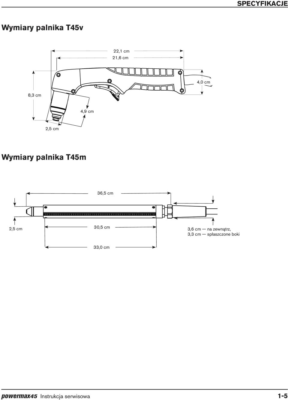 36,5 cm 2,5 cm 30,5 cm 3,6 cm na zewnątrz, 3,3 cm