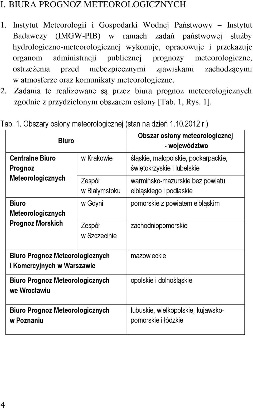 administracji publicznej prognozy meteorologiczne, ostrzeżenia przed niebezpiecznymi zjawiskami zachodzącymi w atmosferze oraz komunikaty meteorologiczne. 2.