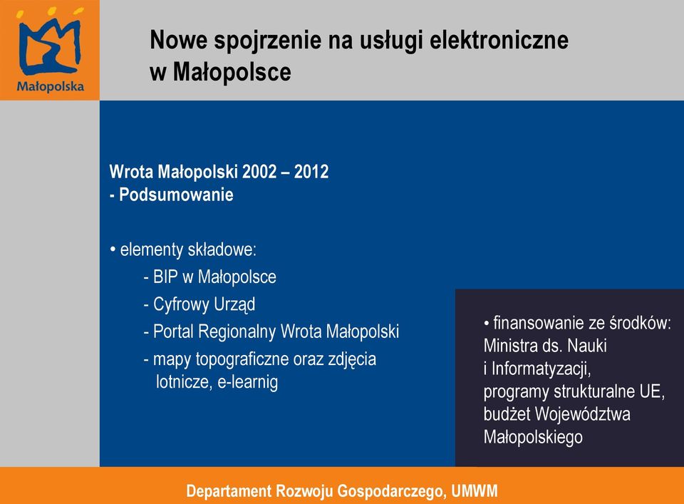 oraz zdjęcia lotnicze, e-learnig finansowanie ze środków: Ministra ds.