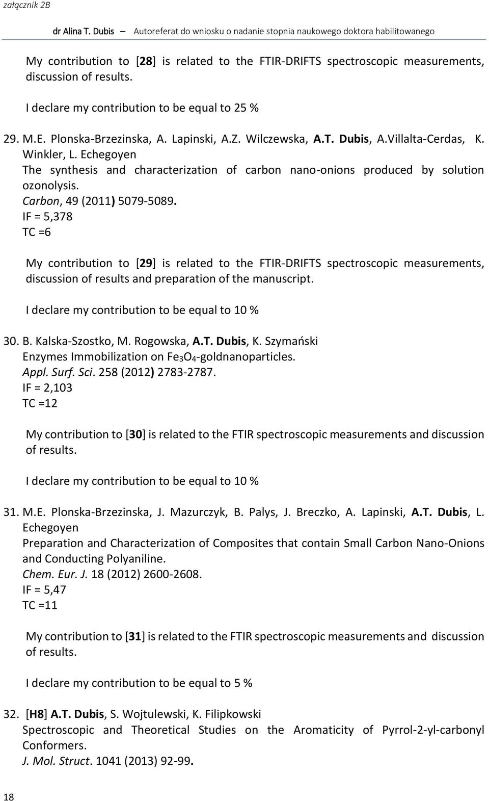 IF = 5,378 TC =6 My contribution to [29] is related to the FTIR-DRIFTS spectroscopic measurements, discussion of results and preparation of the manuscript.