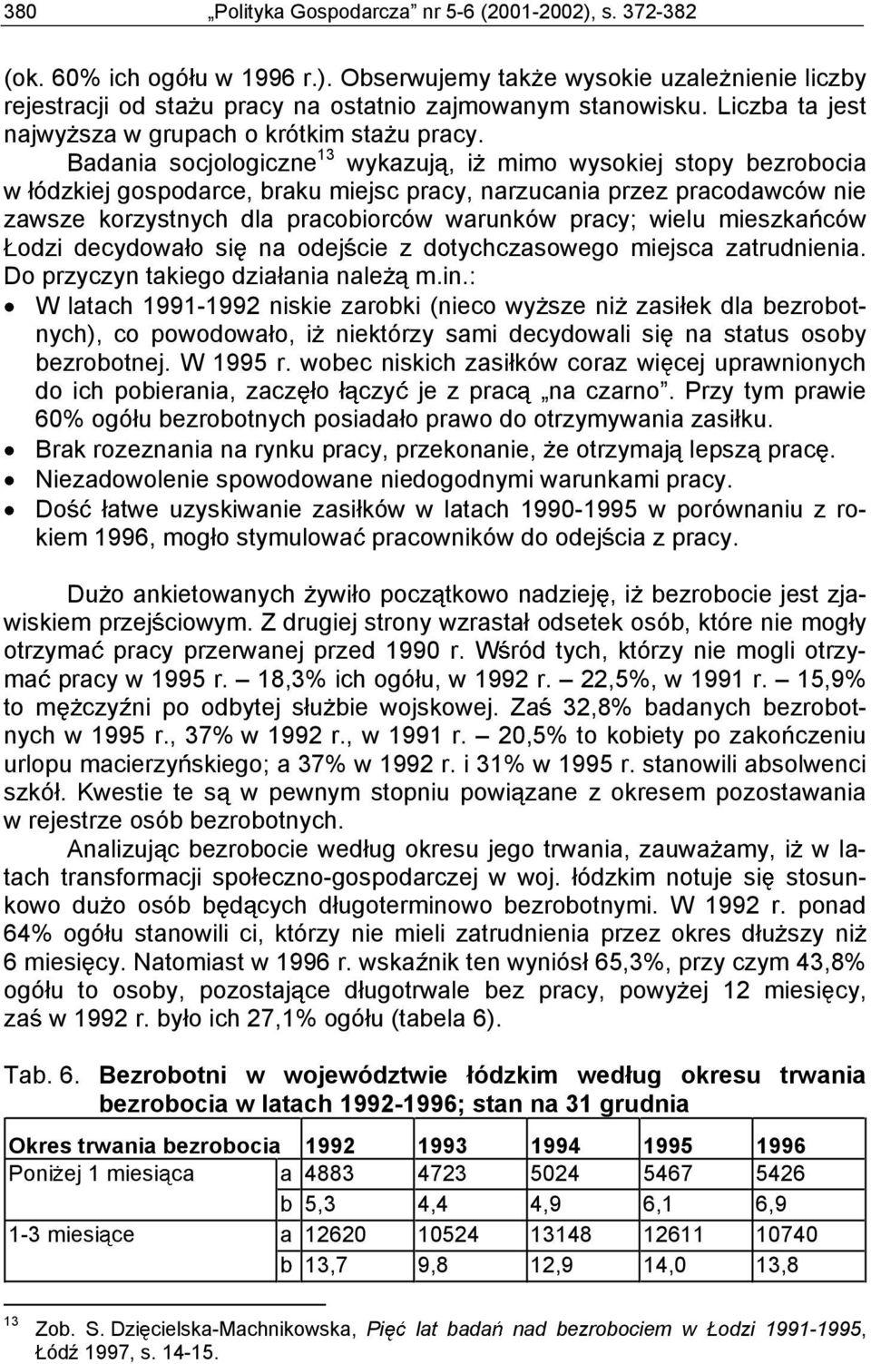 Badania socjologiczne 13 wykazuj, i mimo wysokiej stopy bezrobocia w ódzkiej gospodarce, braku miejsc pracy, narzucania przez pracodawców nie zawsze korzystnych dla pracobiorców warunków pracy; wielu