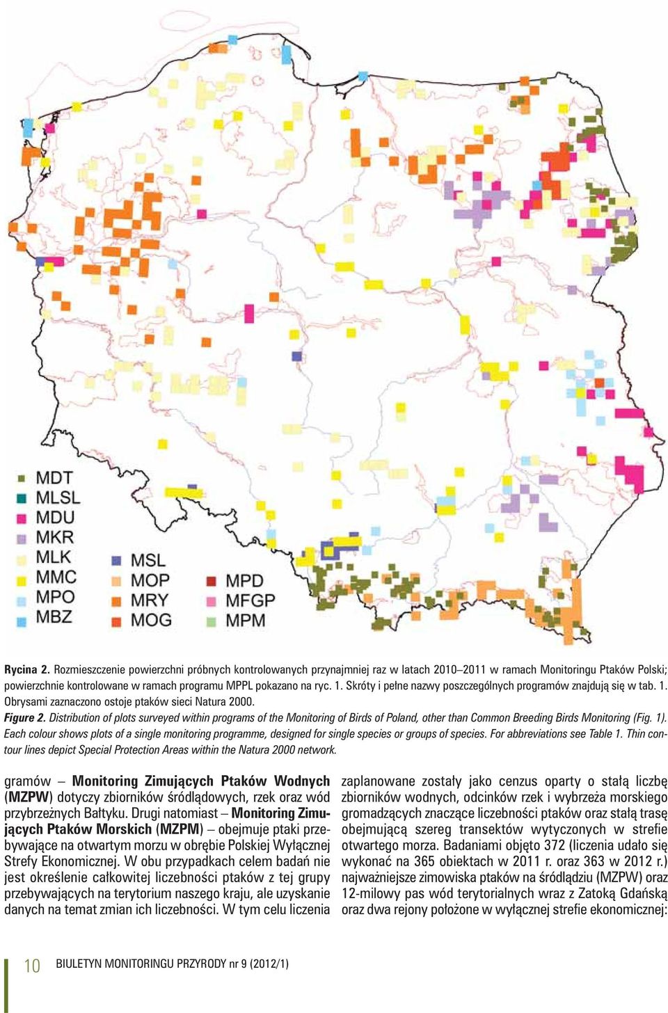 Distribution of plots surveyed within programs of the Monitoring of Birds of Poland, other than Common Breeding Birds Monitoring (Fig. 1).