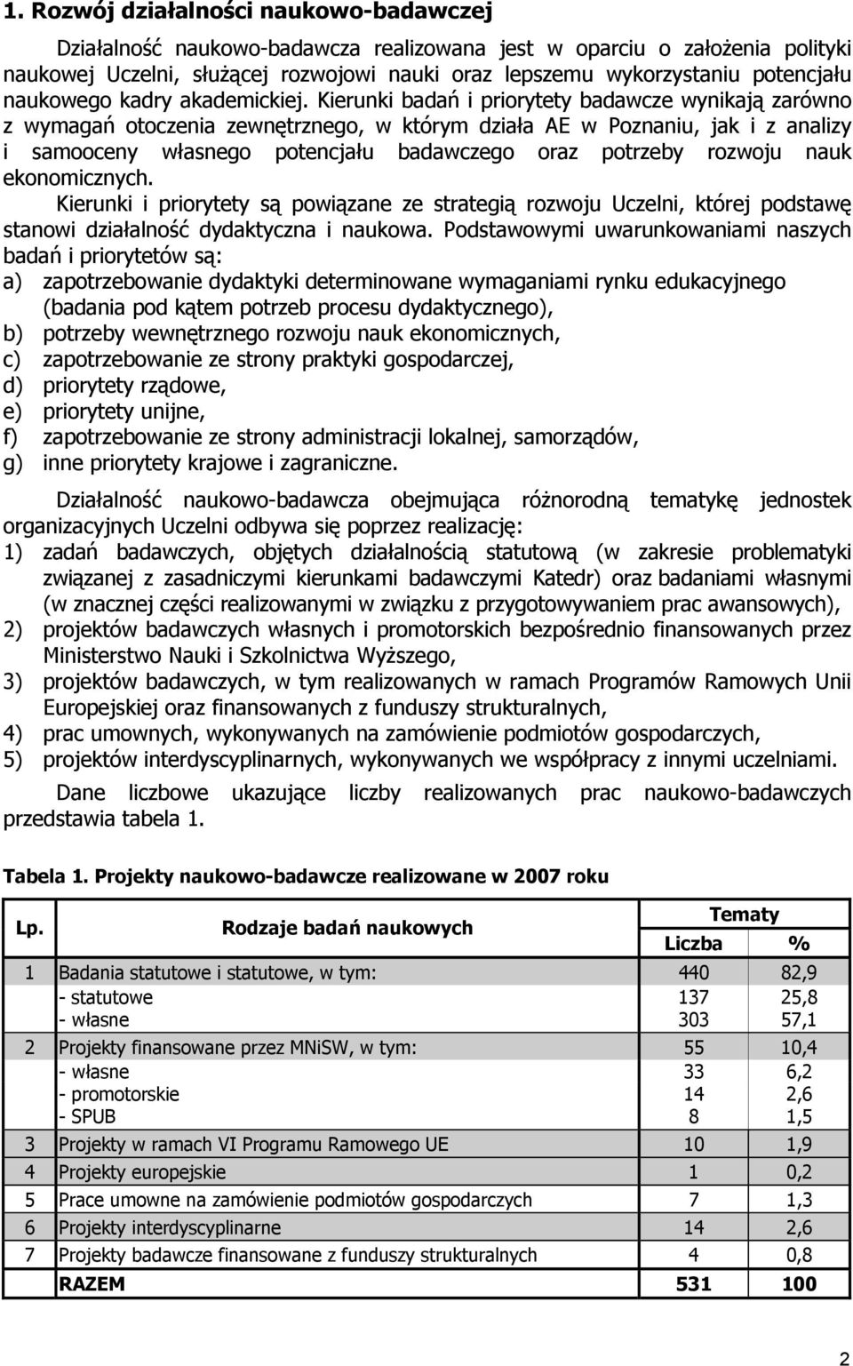 Kierunki badań i priorytety badawcze wynikają zarówno z wymagań otoczenia zewnętrznego, w którym działa AE w Poznaniu, jak i z analizy i samooceny własnego potencjału badawczego oraz potrzeby rozwoju