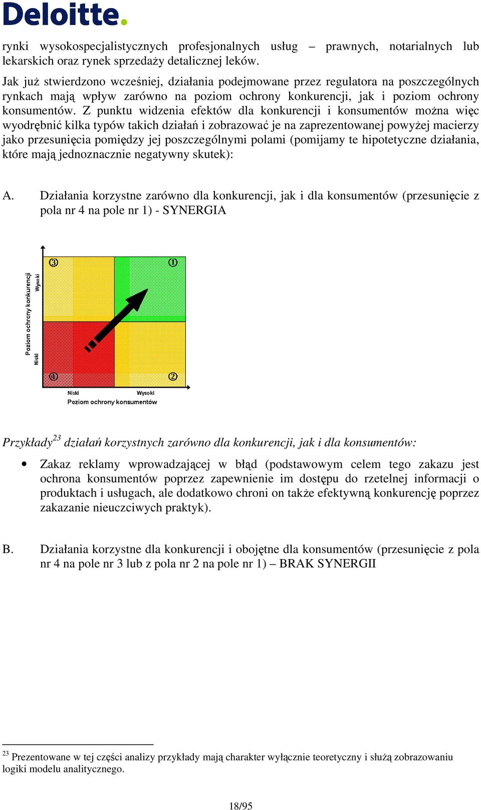 Z punktu widzenia efektów dla konkurencji i konsumentów moŝna więc wyodrębnić kilka typów takich działań i zobrazować je na zaprezentowanej powyŝej macierzy jako przesunięcia pomiędzy jej