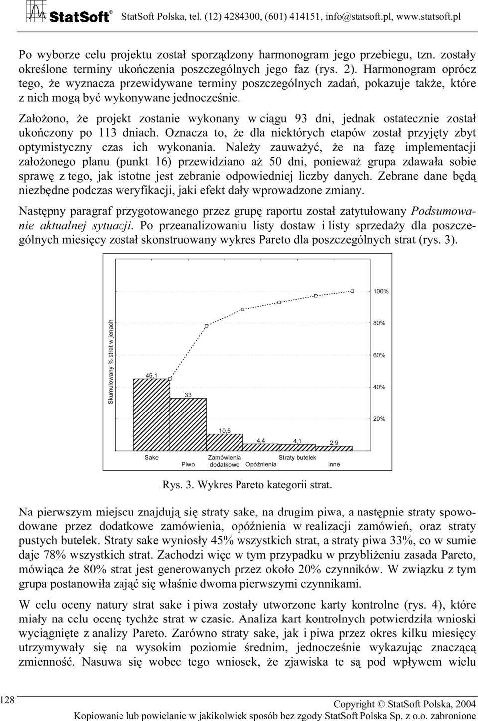 Założono, że projekt zostanie wykonany w ciągu 93 dni, jednak ostatecznie został ukończony po 113 dniach. Oznacza to, że dla niektórych etapów został przyjęty zbyt optymistyczny czas ich wykonania.