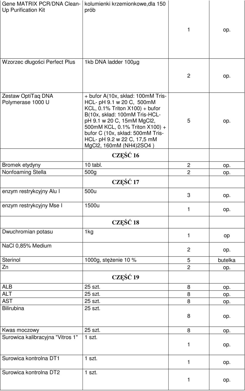 2 w 22 C, 17,5 mm MgCl2, 160mM (NH4)2SO4 ) CZĘŚĆ 16 5 op. Bromek etydyny 10 tabl.