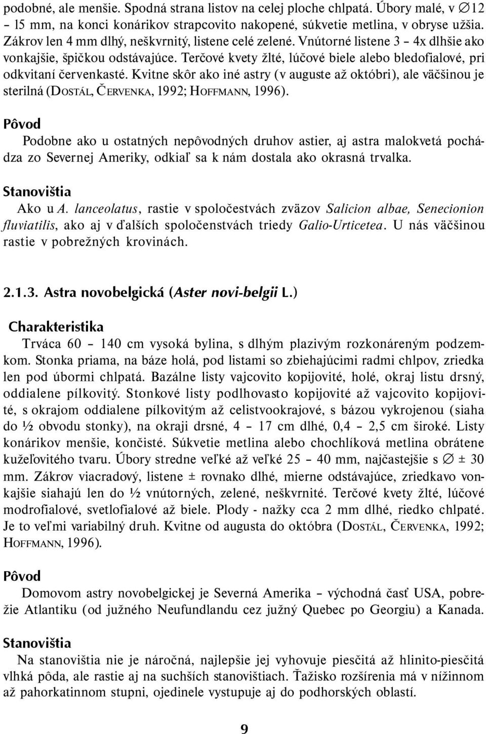 Kvitne skôr ako iné astry (v auguste až októbri), ale väčšinou je sterilná (DOSTÁL, ČERVENKA, 1992; HOFFMANN, 1996).