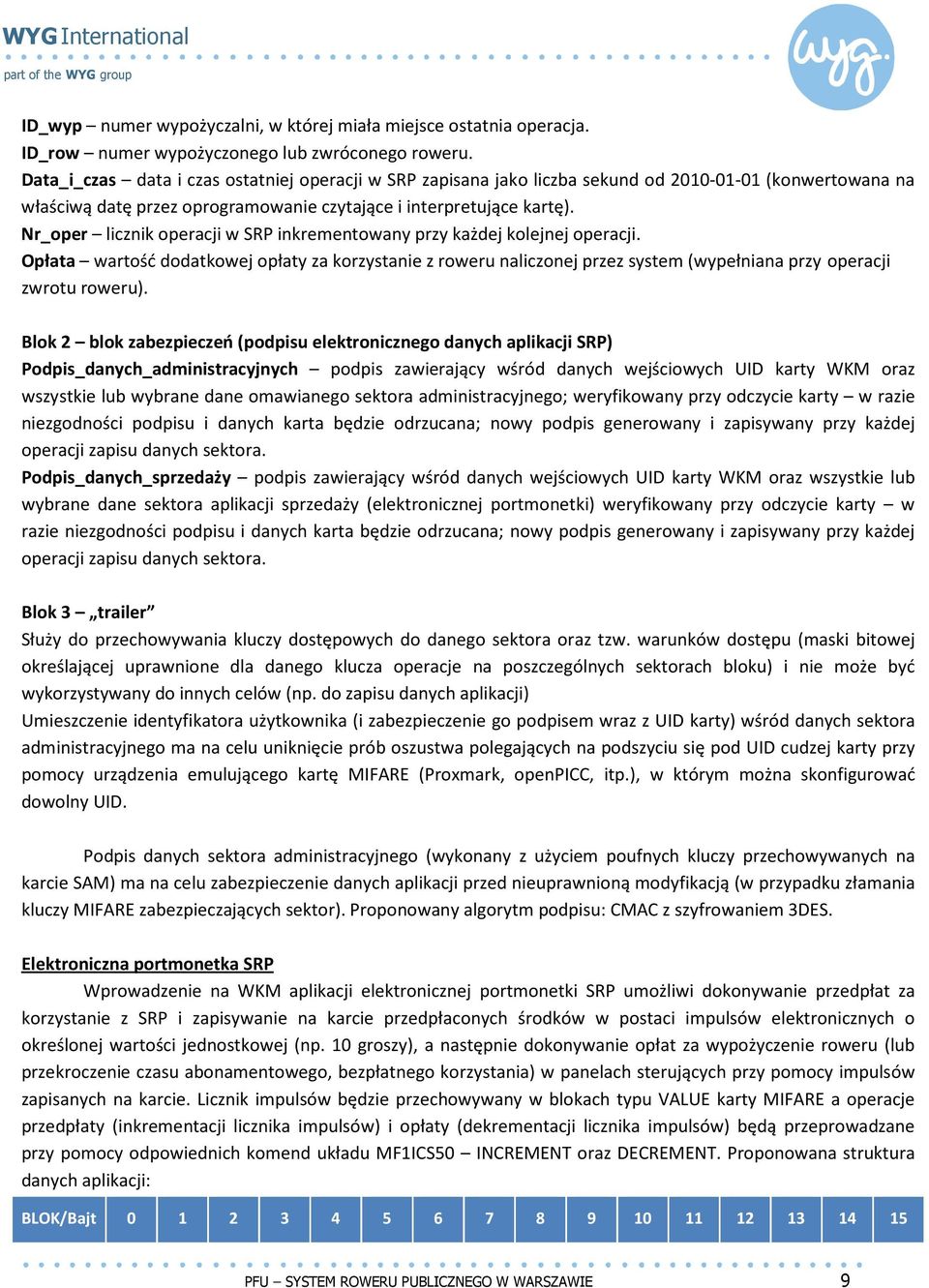 Nr_oper licznik operacji w SRP inkrementowany przy każdej kolejnej operacji. Opłata wartość dodatkowej opłaty za korzystanie z roweru naliczonej przez system (wypełniana przy operacji zwrotu roweru).