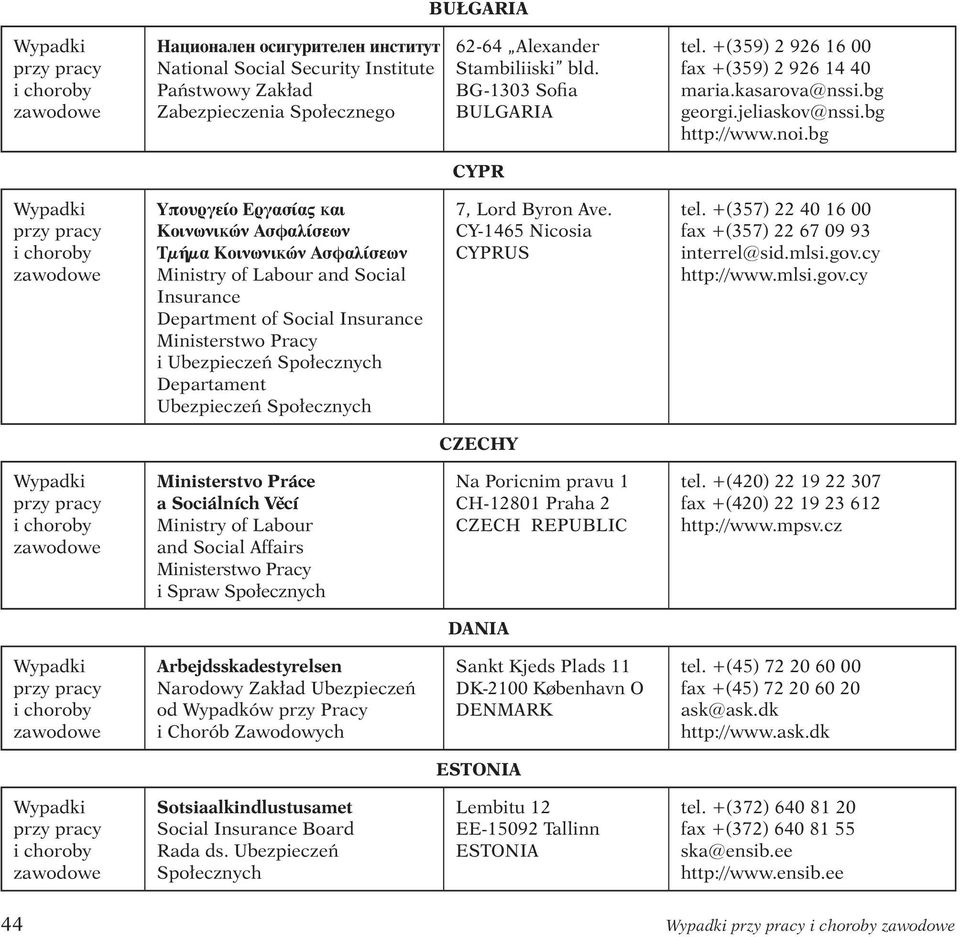bg CYPR Υπουργε ο Εργασ α Kαι ΚοινωνιK ν Ασφαλ σεων Tµ µα ΚοινωνιK ν Ασφαλ σεων Ministry of Labour and Social Insurance Department of Social Insurance Ministerstwo Pracy i Ubezpieczeń Społecznych