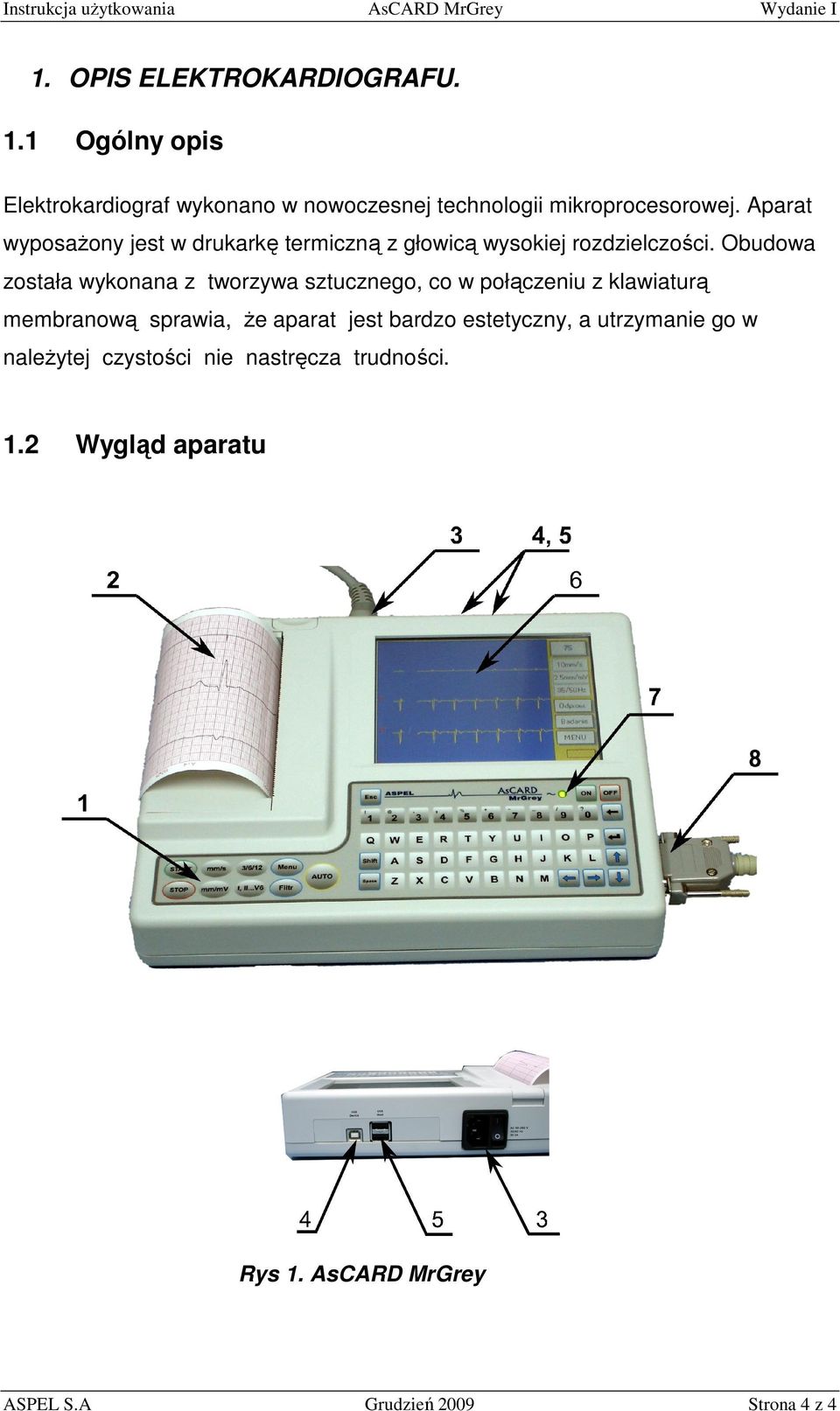 Aparat wyposaŝony jest w drukarkę termiczną z głowicą wysokiej rozdzielczości.