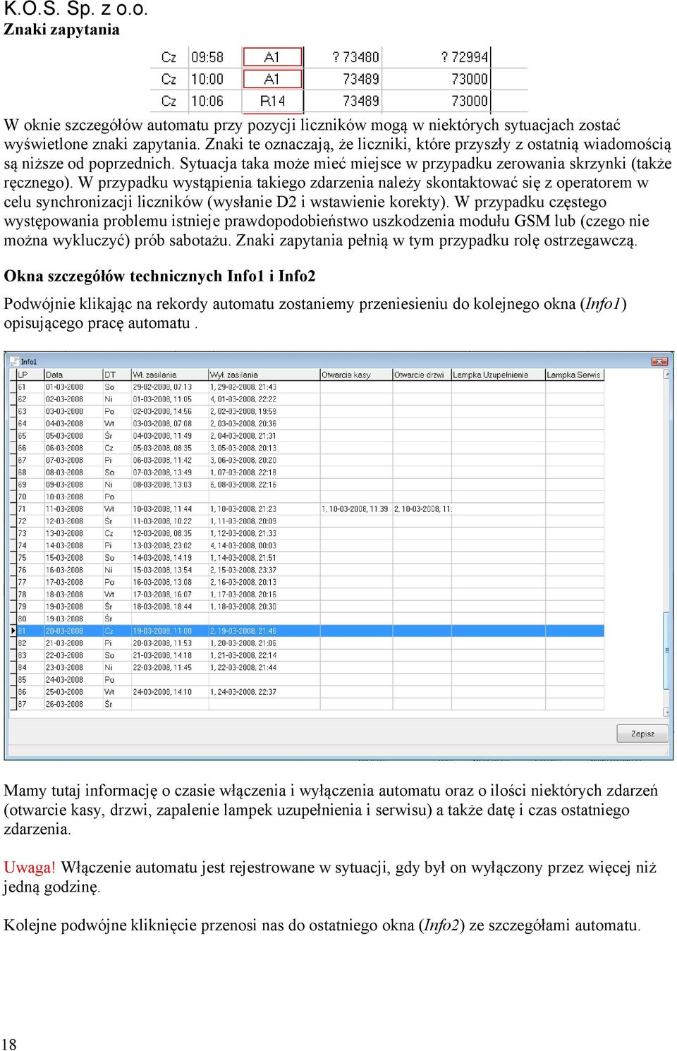 W przypadku wystąpienia takiego zdarzenia należy skontaktować się z operatorem w celu synchronizacji liczników (wysłanie D2 i wstawienie korekty).