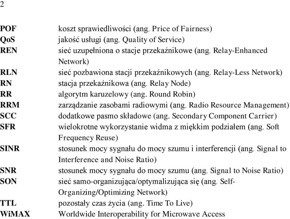 Round Robin) zarządzanie zasobami radiowymi (ang. Radio Resource Management) dodatkowe pasmo składowe (ang. Secondary Component Carrier) wielokrotne wykorzystanie widma z miękkim podziałem (ang.