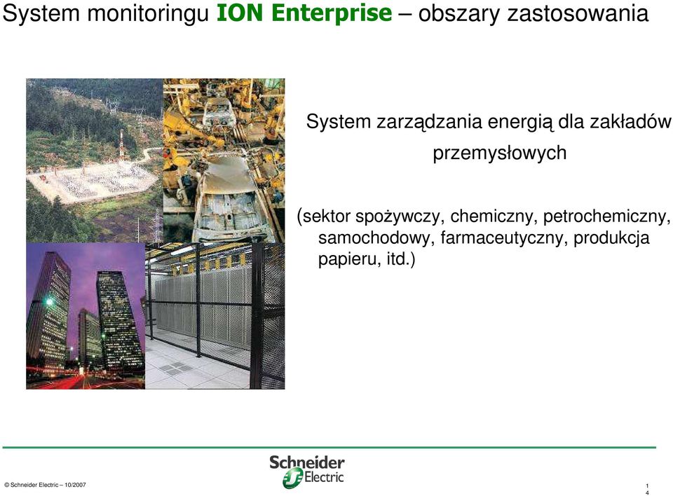 (sektor spożywczy, chemiczny, petrochemiczny, samochodowy,