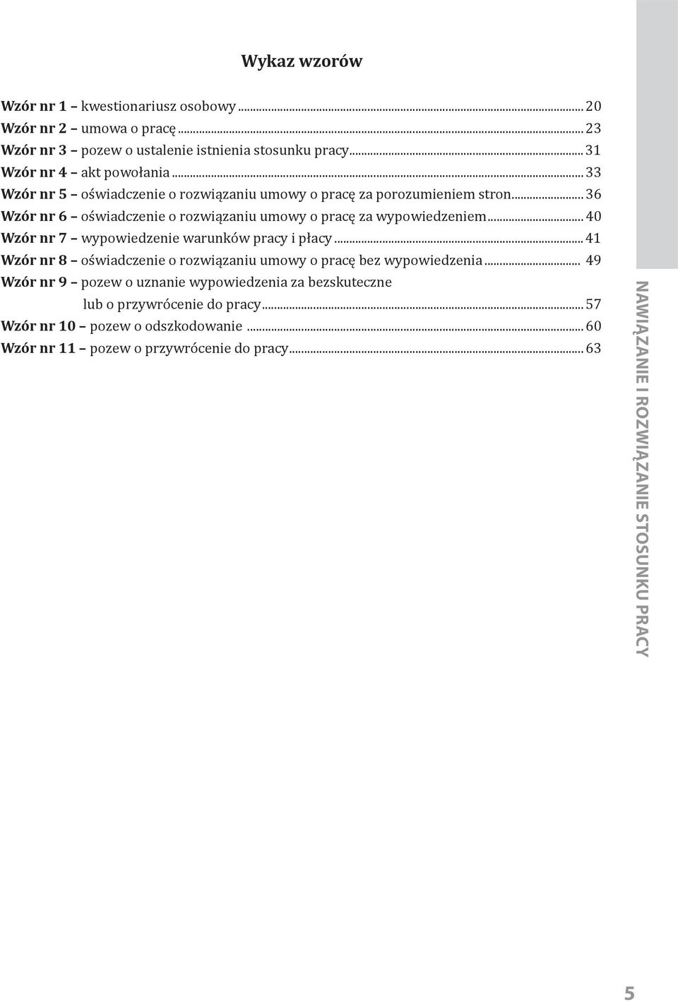 ..36 Wzór nr 6 oświadczenie o rozwiązaniu umowy o pracę za wypowiedzeniem...40 Wzór nr 7 wypowiedzenie warunków pracy i płacy.