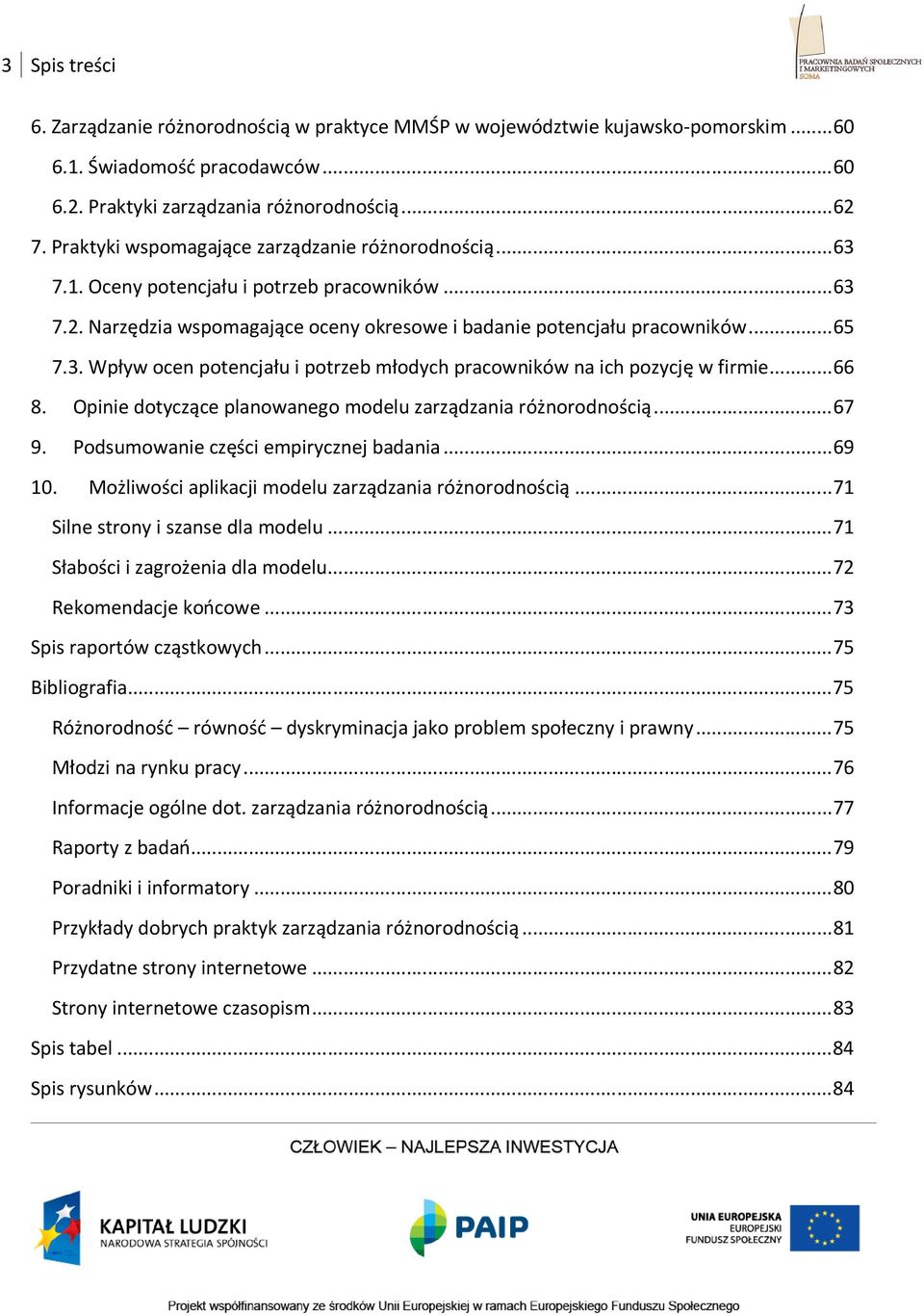 .. 66 8. Opinie dotyczące planowanego modelu zarządzania różnorodnością... 67 9. Podsumowanie części empirycznej badania... 69 10. Możliwości aplikacji modelu zarządzania różnorodnością.