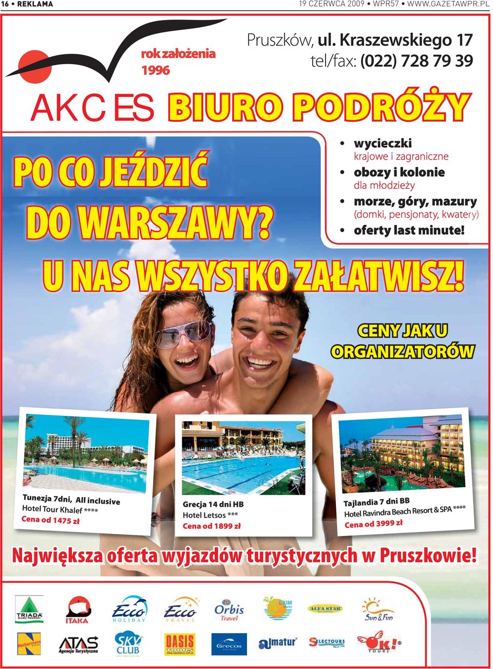 wycieczki krajowe i zagraniczne obozy i kolonie dla młodzieży morze, góry, mazury (domki, pensjonaty, kwatery) oferty last minute!