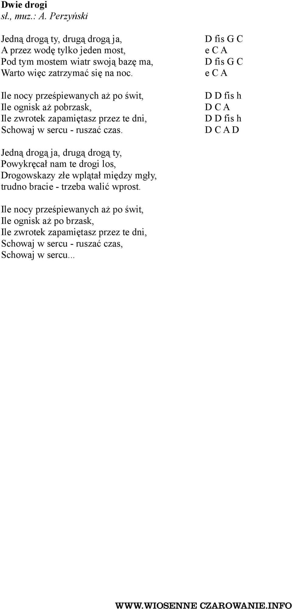 Ile nocy prześpiewanych aż po świt, Ile ognisk aż pobrzask, Ile zwrotek zapamiętasz przez te dni, Schowaj w sercu - ruszać czas.