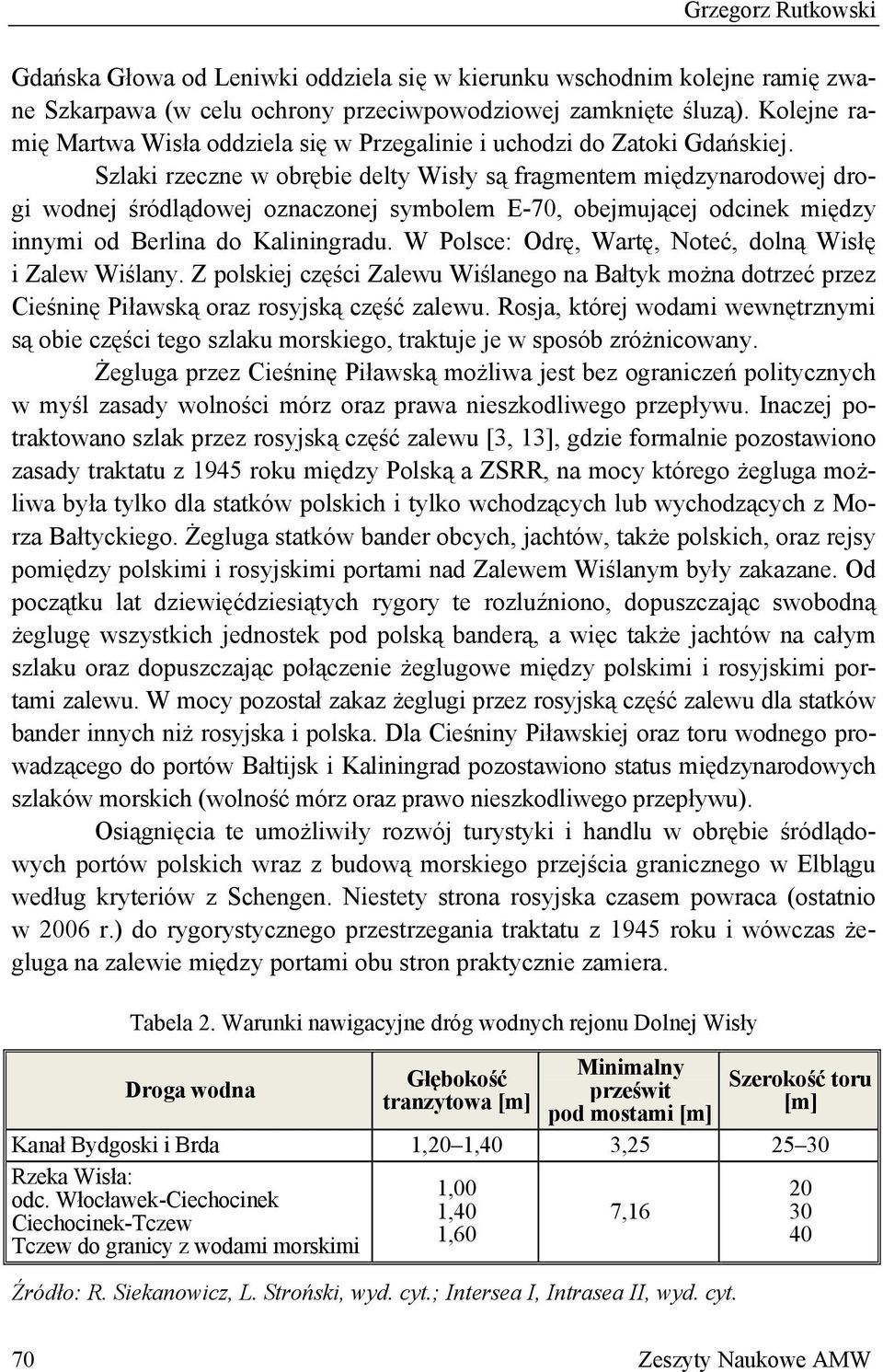 Szlaki rzeczne w obrębie delty Wisły są fragmentem międzynarodowej drogi wodnej śródlądowej oznaczonej symbolem E-70, obejmującej odcinek między innymi od Berlina do Kaliningradu.