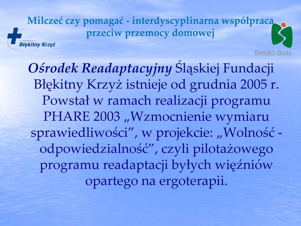 Powstał w ramach realizacji programu PHARE 2003 Wzmocnienie wymiaru