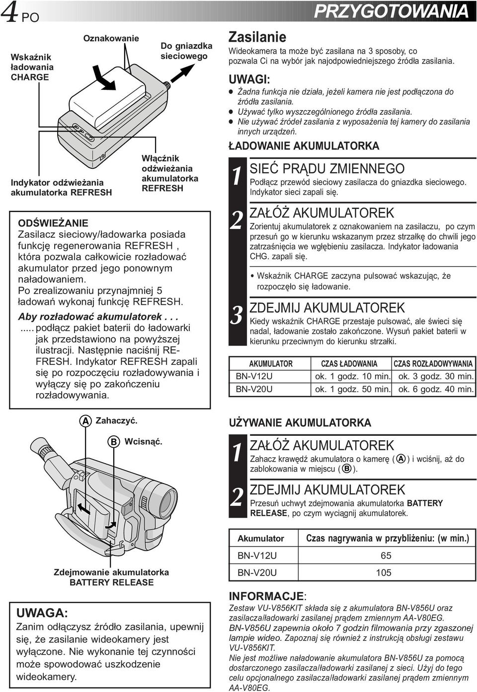 Po zrealizowaniu przynajmniej 5 ładowań wykonaj funkcję REFRESH. Aby rozładować akumulatorek...... podłącz pakiet baterii do ładowarki jak przedstawiono na powyższej ilustracji.