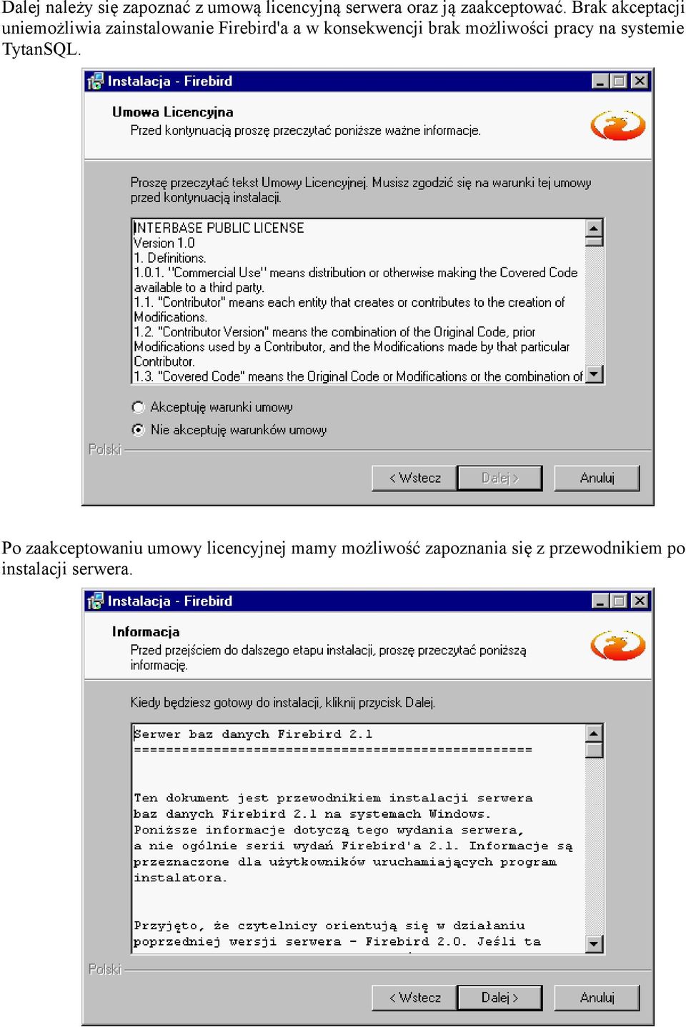 brak możliwości pracy na systemie TytanSQL.