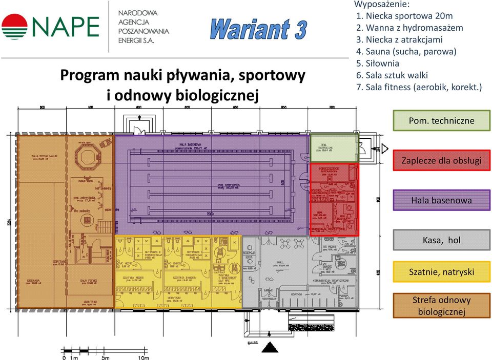 Sauna (sucha, parowa) 5. Siłownia 6. Sala sztuk walki 7.