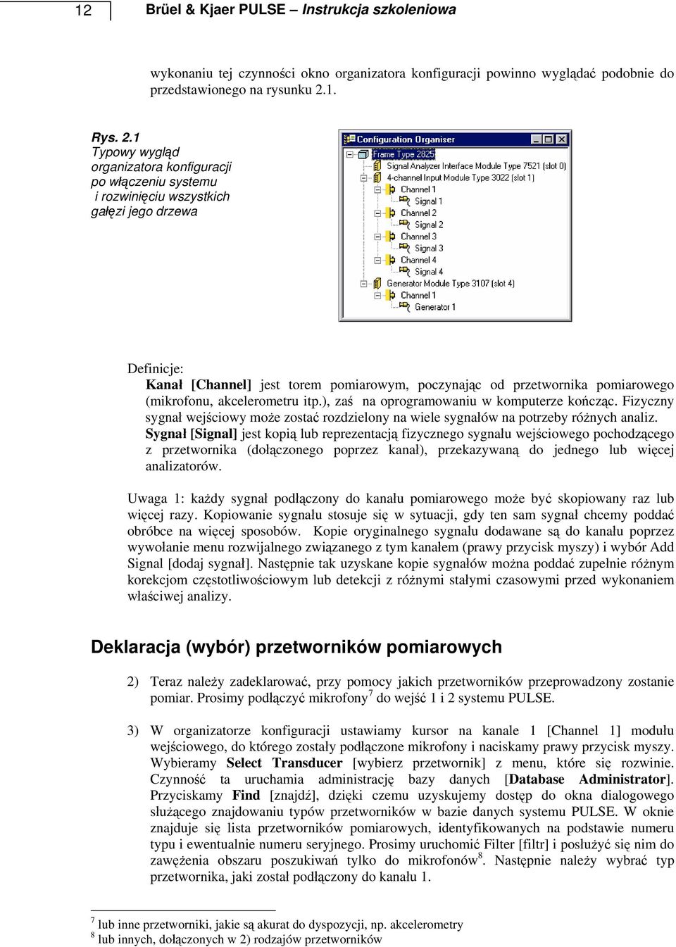 1 Typowy wygląd organizatora konfiguracji po włączeniu systemu i rozwinięciu wszystkich gałęzi jego drzewa Definicje: Kanał [Channel] jest torem pomiarowym, poczynając od przetwornika pomiarowego