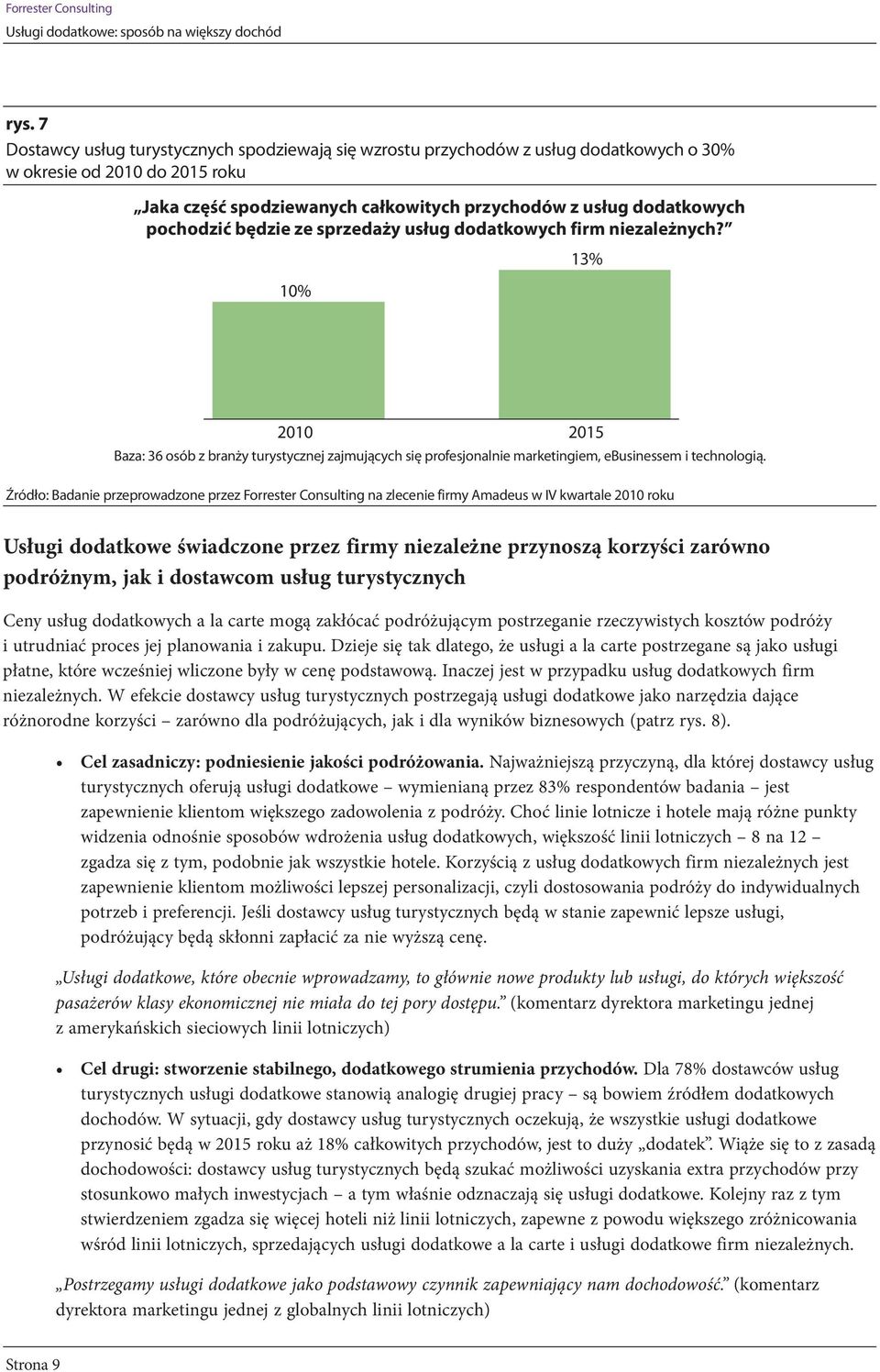 Usługi dodatkowe świadczone przez firmy niezależne przynoszą korzyści zarówno podróżnym, jak i dostawcom usług turystycznych Ceny usług dodatkowych a la carte mogą zakłócać podróżującym postrzeganie