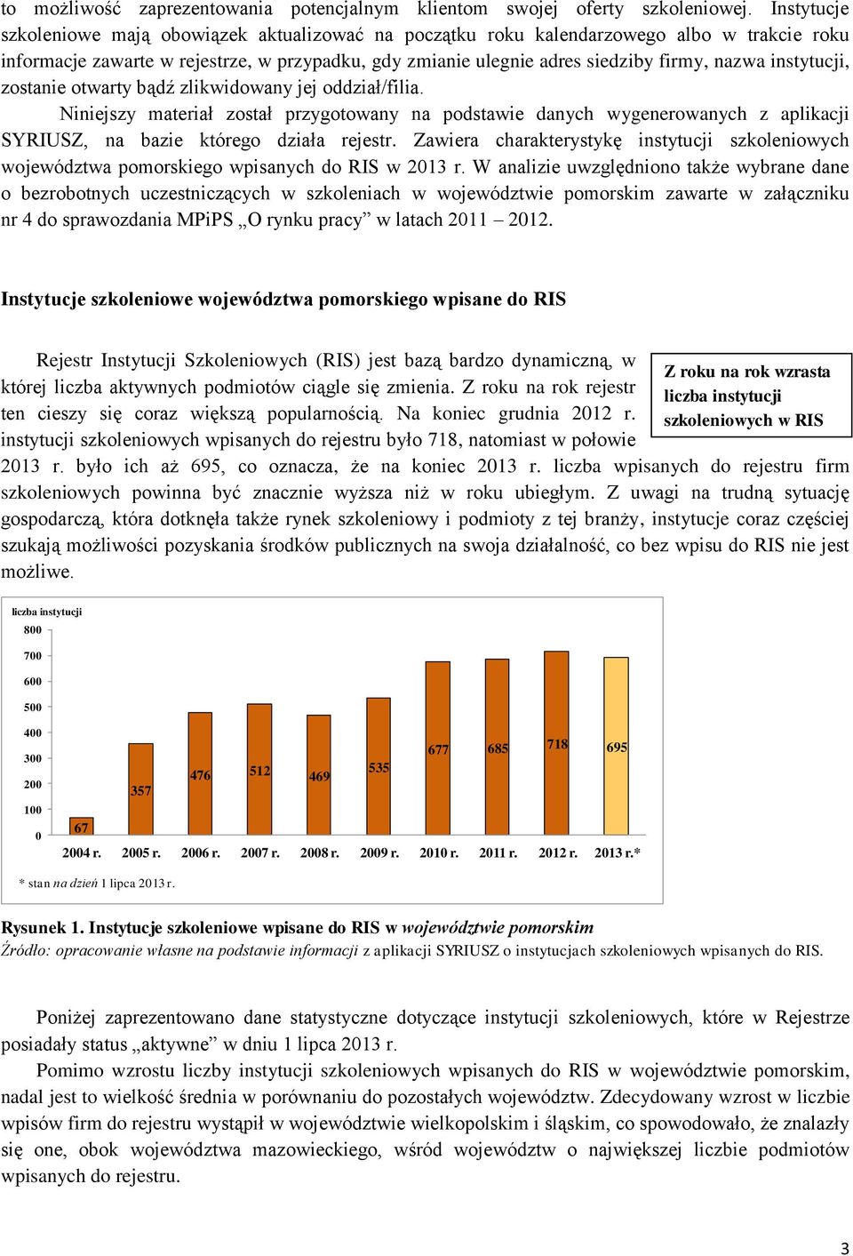 instytucji, zostanie otwarty bądź zlikwidowany jej oddział/filia. Niniejszy materiał został przygotowany na podstawie danych wygenerowanych z aplikacji SYRIUSZ, na bazie którego działa rejestr.