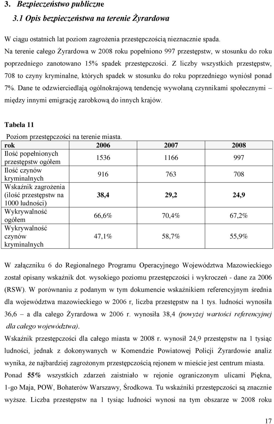 Z liczby wszystkich przestępstw, 708 to czyny kryminalne, których spadek w stosunku do roku poprzedniego wyniósł ponad 7%.