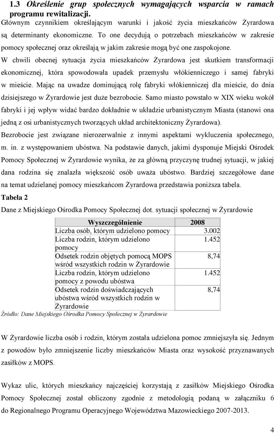 W chwili obecnej sytuacja życia mieszkańców Żyrardowa jest skutkiem transformacji ekonomicznej, która spowodowała upadek przemysłu włókienniczego i samej fabryki w mieście.